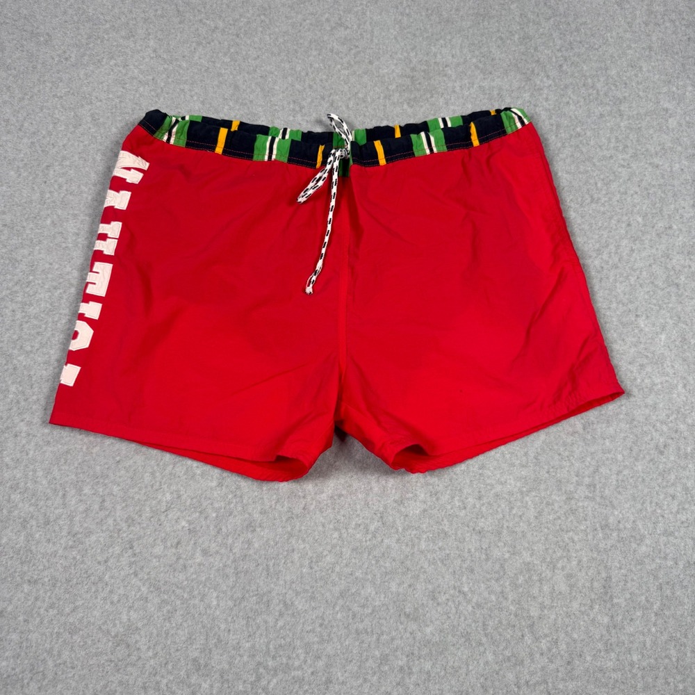 Nautica Competition Mens Red Vintage 90s Board Shorts Swim Trunks Logo Size M